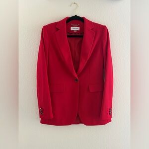 Calvin Klein Fire Red One-Button Closure Blazer Size 2